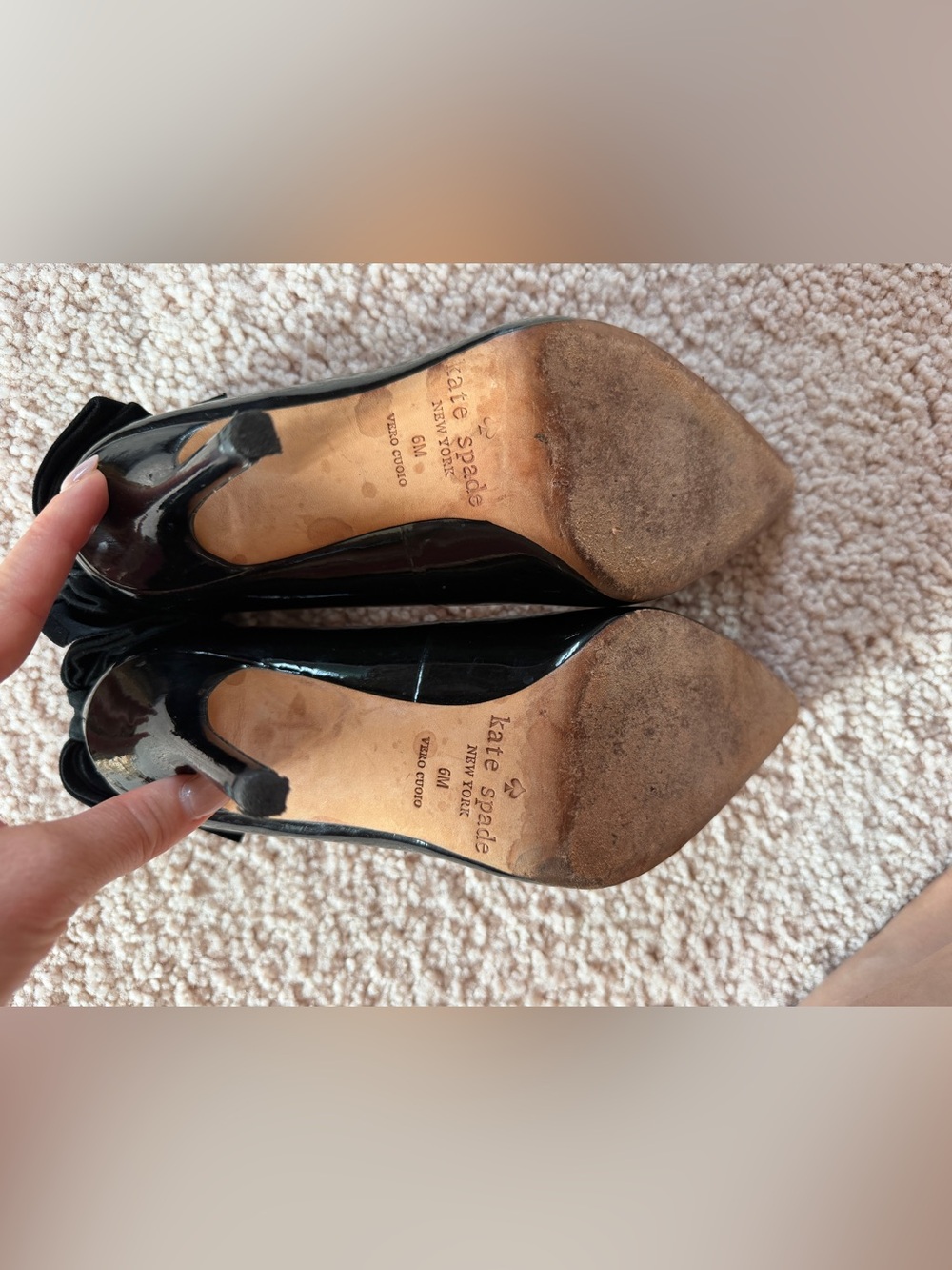 kate spade Black Patent Scallop Pointed-Toe Stiletto Heels with Back Bow - Picture 5 of 14